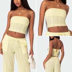 Edikted Lemon Lacey Cotton Corset size S yellow Small new with tags NWT
